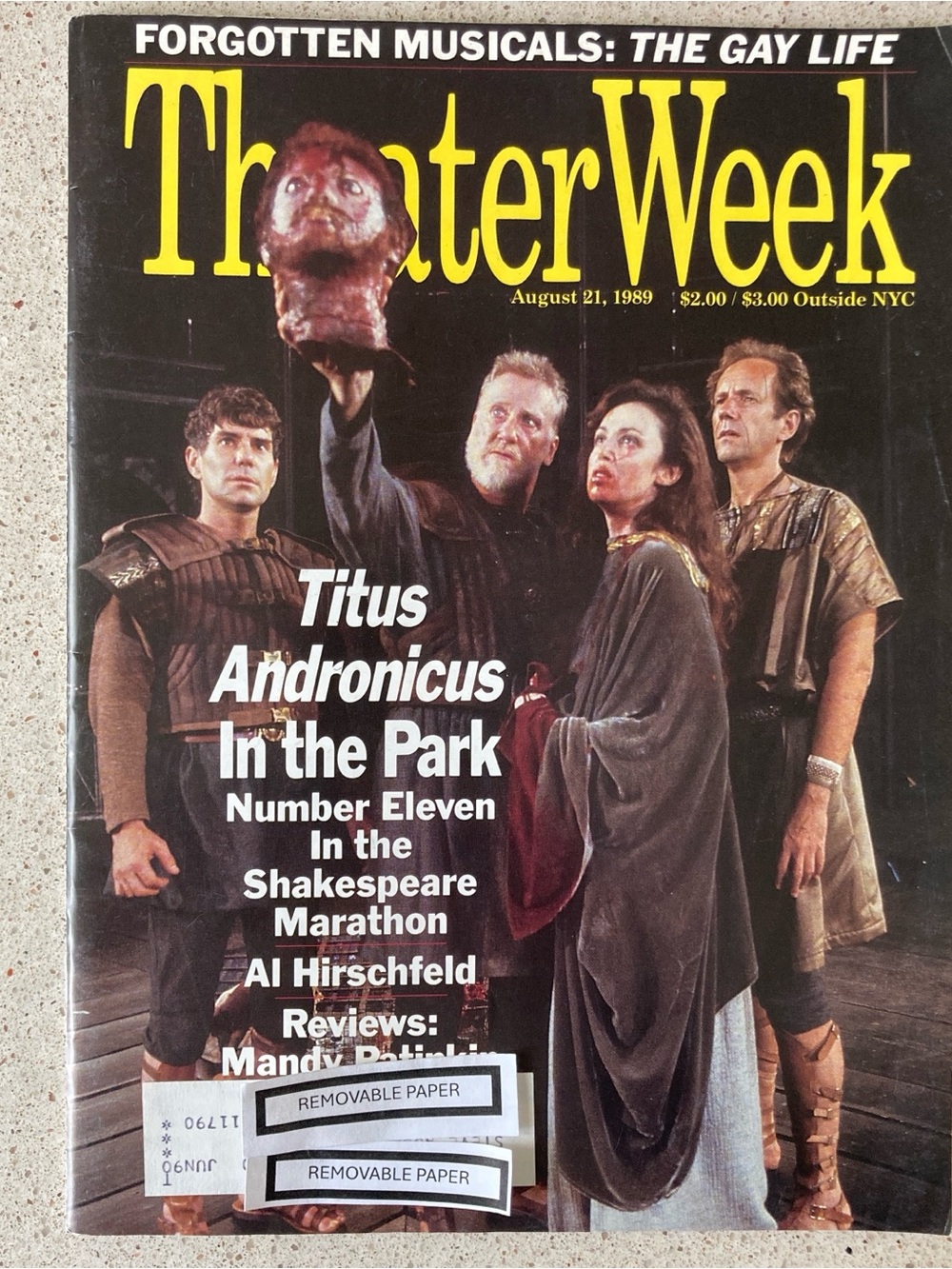 Titus Andronicus Donald Moffat Theater Week Magazine August 21 1989 Label Attach